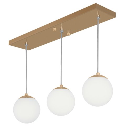 Pendente Retangular Triplo New Cobre Orby Bolinha Vidro