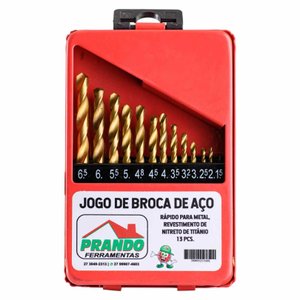 Jogo de Brocas Para Metal Nitrato de Titânio Prando 13 Peças