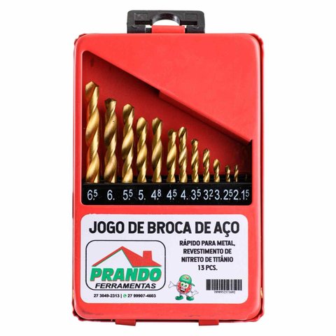 Jogo de Brocas Para Metal Nitrato de Titânio Prando 13 Peças