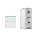 Ver imagem 1 de Guarda Roupa Infantil com Cantoneira e Cômoda com Trocador Doce Sonho Branco - Qmovi