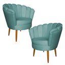 Ver imagem 1 de Kit 2 Poltronas Decorativa Sala de Estar Pétala Veludo Azul Turquesa - Montanaris Decor MD MONTANARI