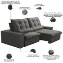 Ver imagem 3 de Sofá Retrátil Reclinável para Sala 3 Lugares 250cm Curie F04 Veludo Cinza Escuro - Lyam Decor