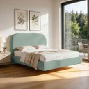 Ver imagem 1 de Cama Casal Flutuante com Cabeceira 140cm Aura W01 Linho Verde Menta - Lyam Decor