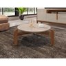 Mesa de Centro Sala Redonda Lizz Pés Madeira:off White/cedro - 1