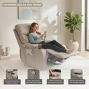 Ver imagem 3 de Poltrona Flora Reclinável Elétrica Corino Premium Confortável Bege Casa Imperial