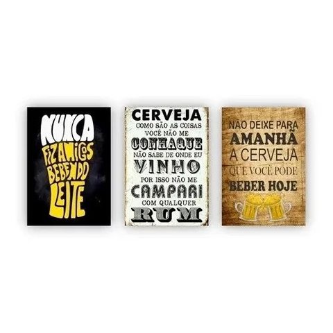 Kit 3 Quadros Para Churrasqueira