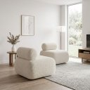 Ver imagem 1 de Poltrona para Sala KIT2 Orgânica 60 cm Base Fixa Zarah Decorativa Bouclê Ted D03 - D'Rossi