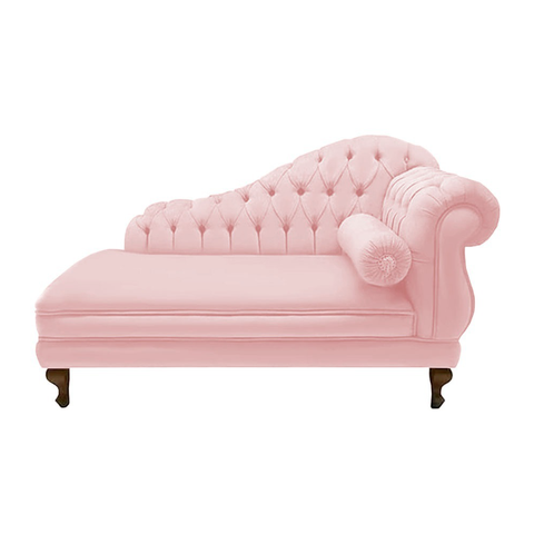 Recamier Decorativo Larissa 160 Cm Esquerdo de Quem Senta Suede Rosa Bebe - Incasa Decor