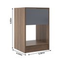 Ver imagem 3 de Mesa de Cabeceira Cor Castanh/cinza Retro com Gaveta e Nicho