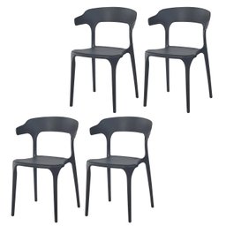 4x Cadeira de Jantar Garden Luxo Preta - Kit - 1