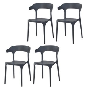 4x Cadeira de Jantar Garden Luxo Preta - Kit