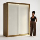 Ver imagem 7 de Guarda Roupa Casal 100% MDF 2 Portas Correr 4 Gavetas com LED Boston Yescasa Branco Cinamomo