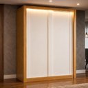 Ver imagem 1 de Guarda Roupa Casal 100% MDF 2 Portas Correr 4 Gavetas com LED Boston Yescasa Branco Cinamomo