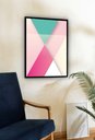 Ver imagem 2 de Quadro Decorativo Abstrato Geométrico Rosado - 70x50cm:moldura Branca