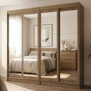 Ver imagem 3 de Conjunto 2 Guarda-Roupas 4 Portas de Correr com 4 Espelhos Rustic Tokio Madesa