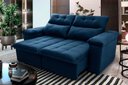 Ver imagem 1 de Sofá Retrátil/reclinável Verona 1,50m Suede Velut Azul Marinho C/ Molas no Assento - King House