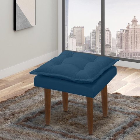 Puff Opala Retangular Sala e Quarto Bellamado Cor:azul Marinho