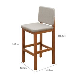 Kit 2 Banquetas Altas para Varanda Gourmet Bar Pés Madeira Maciça Bege - 4