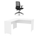 Ver imagem 2 de Mesa de Escritório em L 140x60cm + Cadeira Ergonômica Reclinável com Apoio Lombar,Pistão Classe 4