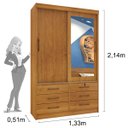 Ver imagem 5 de Guarda Roupa com Espelho 2 Portas 6 Gavetas Chicago Tcil Cinamomo