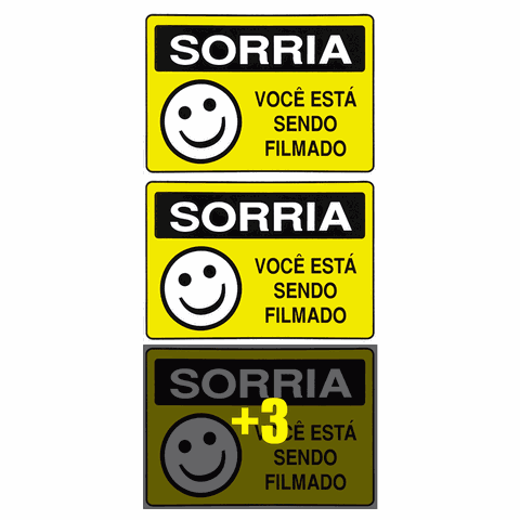 Combo 6 Placas De Sinalização Sorria Você Está Sendo Filmado 20x15 Acesso - P-25 F9e