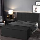 Ver imagem 2 de Kit Cabeceira e Calçadeira Baú Queen 1,60m Roma Suede Preto Sky Mobile