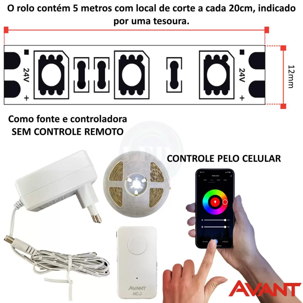 Fita Mangueira Led 5 Metros Multitemperatura 5w/m Bivolt Rgb - Avant - 3