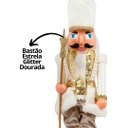 Ver imagem 3 de Quebra Nozes Decorativo Branco e Dourado Bastão Estrela 40cm Articulado - Magizi