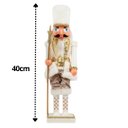Ver imagem 4 de Quebra Nozes Decorativo Branco e Dourado Bastão Estrela 40cm Articulado - Magizi