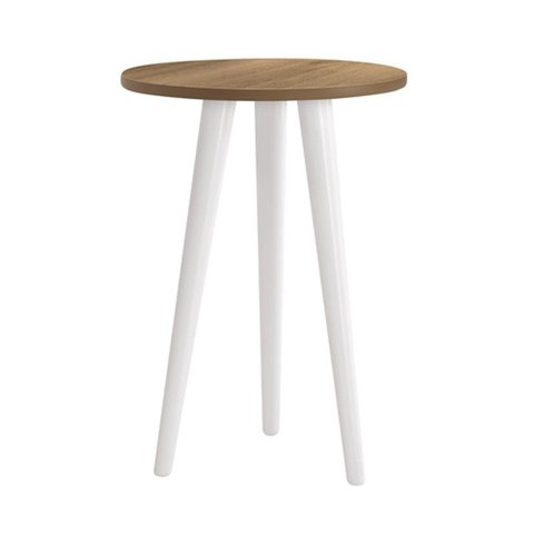 Mesa de Canto Theo Mezzo Fosco com Pés Branco - Reller Móveis