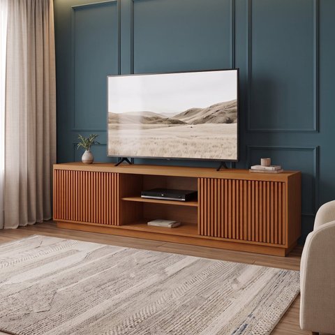Rack para TV até 75 Polegadas 100% MDF 2 Portas 180cm com Ripado