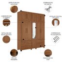 Ver imagem 3 de Guarda Roupa Casal 192cm 11 Portas com Espelho Tóquio Jatobá S01 - Mpozenato