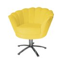 Ver imagem 2 de Poltrona Estofada Decorativa 1 Lugar Base Giratória de Metal Pétala Suede Amarelo - LM DECOR