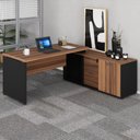 Ver imagem 1 de Mesa Diretor Start em L 180 cm com Armário Lateral Marrom/Preto Gebb Work