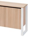 Ver imagem 2 de Aparador Balcão Armário Baixo para Escritório 3 Portas 2 Prateleiras MDF Macadâmia com Branco F5