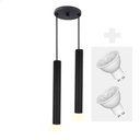 Ver imagem 1 de Pendente Duplo Tubo Palito Moderno 30cm Preto + Led 4w