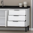 Ver imagem 4 de Gabinete Cozinha 3 Portas 3 Gavetas 100% MDF Multiuso 194cm: Branco/Preto