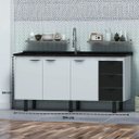Ver imagem 5 de Gabinete Cozinha 3 Portas 3 Gavetas 100% MDF Multiuso 194cm: Branco/Preto