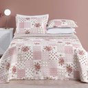 Ver imagem 1 de Kit Cobre Leito Colcha Dallas Casal Padrão Dupla Face Estampada 3 Peças - Rosa Matura Patchwork