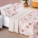 Ver imagem 3 de Kit Cobre Leito Colcha Dallas Casal Padrão Dupla Face Estampada 3 Peças - Rosa Matura Patchwork