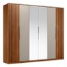 Guarda Roupa Casal Atrice Ripado 6 Portas Nogueira/nude Prime com 2 Espelhos - Demartêz - 1