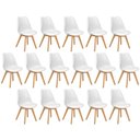 Ver imagem 1 de Conjunto 16 Cadeiras de Jantar Eames Wood Leda Design Estofada - Branco
