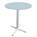 Ver imagem 1 de Mesa Ômega Ferro Branco 74 Cm (alt) Base em X Tampo Mdp Redondo Cinza 60 Cm (larg) X 2,50 Cm (alt)