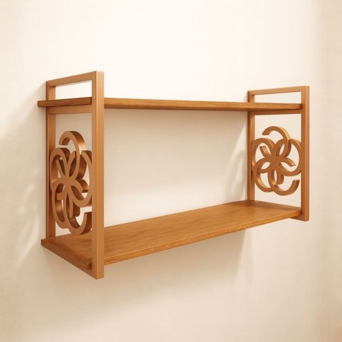 Prateleira Decorativa 70cm Amadeirada com Suporte Estilo Industrial Cobre Cobreado Decorar Organizar