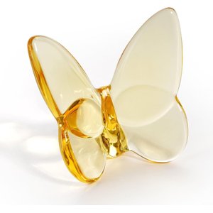 Borboleta Decorativa em Vidro Amarelo
