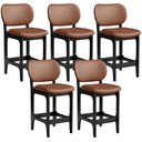 Ver imagem 1 de Kit 05 Banquetas Baixa Bar Cozinha E Sala De Jantar Fixa Betta Preto Couríssimo Marrom - Lyam Decor