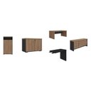 Ver imagem 2 de Conjunto Mesa Tamburato 1600, Mesa de Apoio, Balcão, Balcão com Gavetas e Armário Marrom/Nogal com Preto Artany