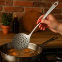 Ver imagem 2 de Kit 5 Escumadeiras Grandes Fritura Aço Inox Espumadeira para Pastel Batata Frita Arroz