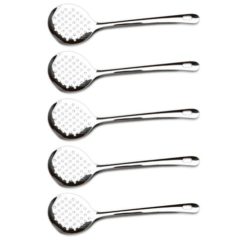 Kit 5 Escumadeiras Grandes Fritura Aço Inox Espumadeira para Pastel Batata Frita Arroz