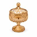 Ver imagem 1 de Baleiro Potiche Decorativo Louise de Cristal Âmbar com Tampa e Pé 23cm